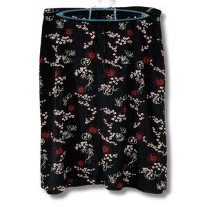 S. OLIVER Vintage floral Asian inspired stretchy a-line skirt ~ SMALL MEDIUM